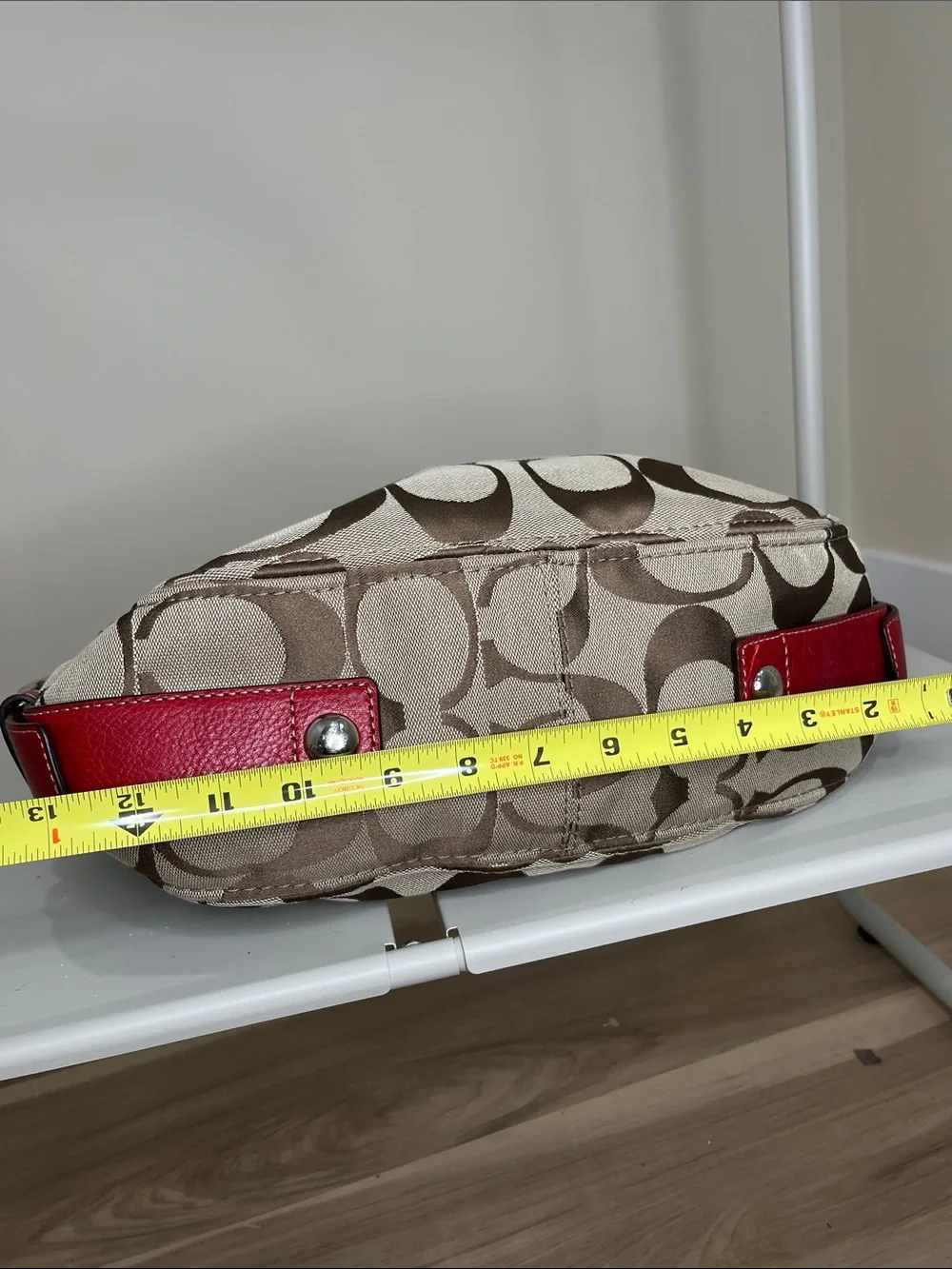 Coach Signature Canvas Hobo Bag in Red and Khaki